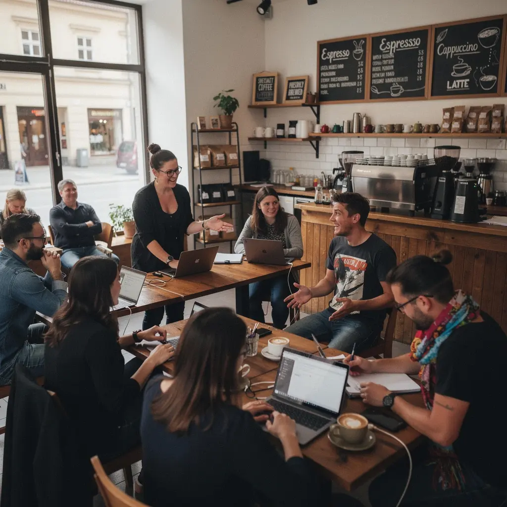 Eine Person, die an einem Podcast-Interview in einem modernen Studio arbeitet.