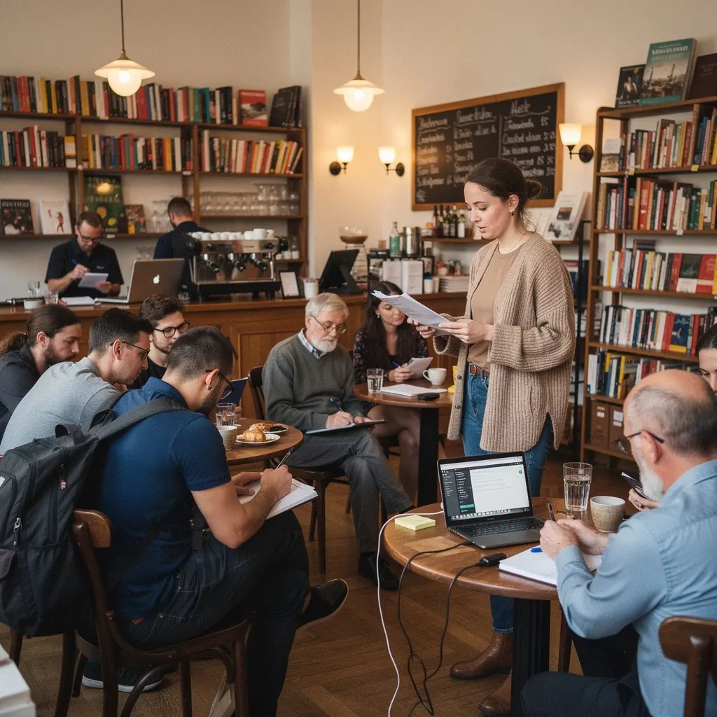 Ein Bild von Notizen und einem Stift auf einem Tisch während eines Online-Seminars.